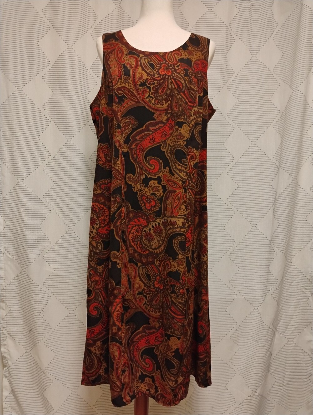Studio I Paisley Dress Women's 14W Plus Size Sleeveless Midi Autumn 90s Y2K